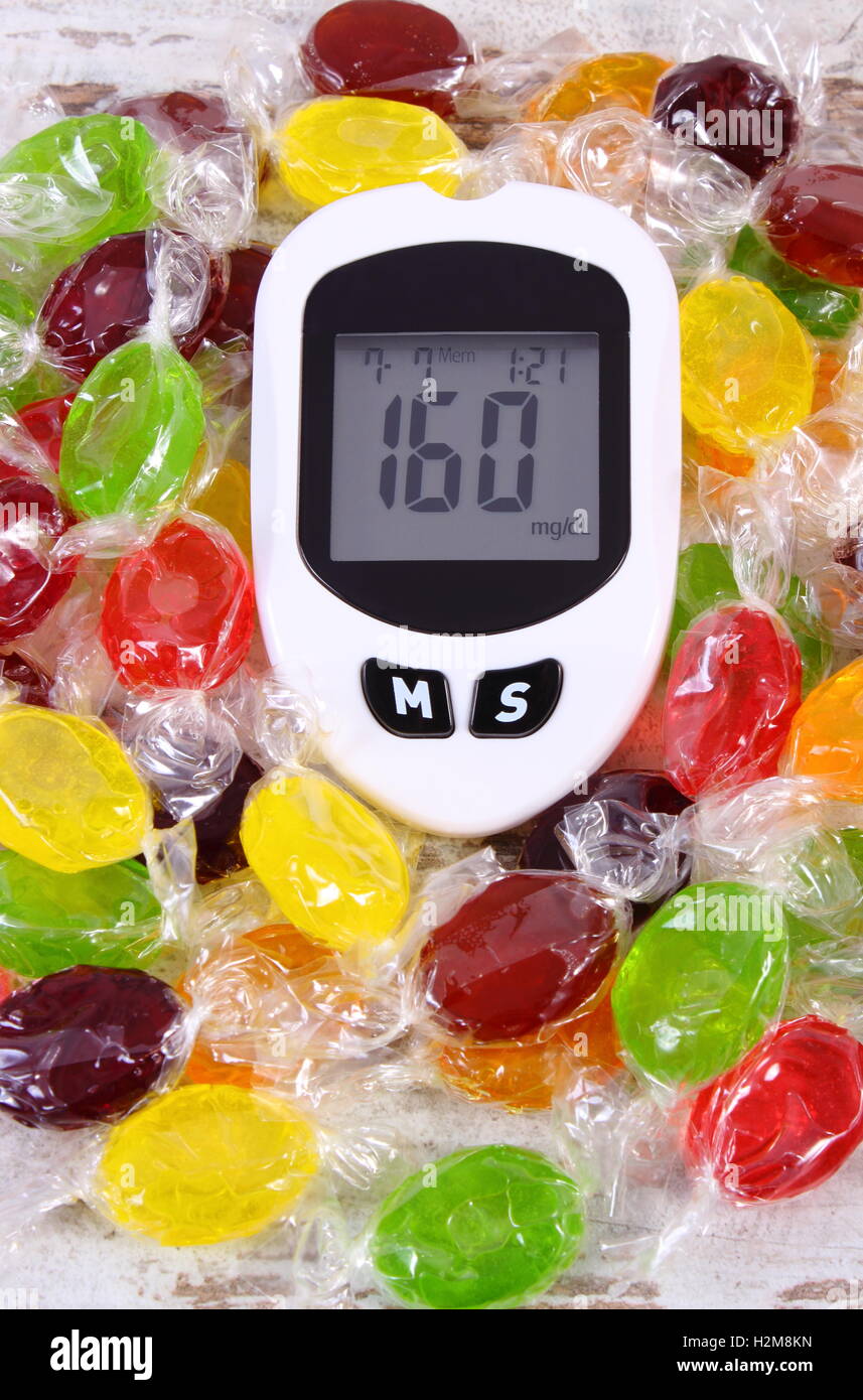 Glucose meter with bad result of measurement sugar level and heap of