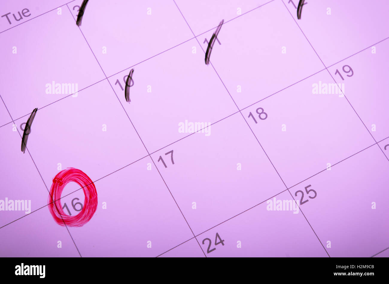 Calendar mark with a red circle Stock Photo Alamy
