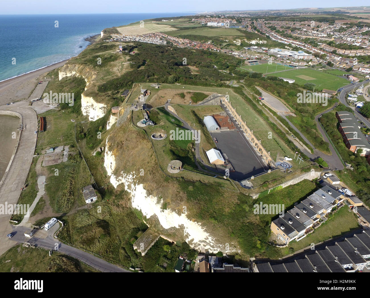 Aerial view of Napoleonic fort at Newhaven, East Sussex. Stock Photo