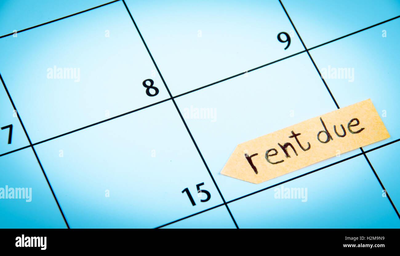Rent due calendar Stock Photo Alamy