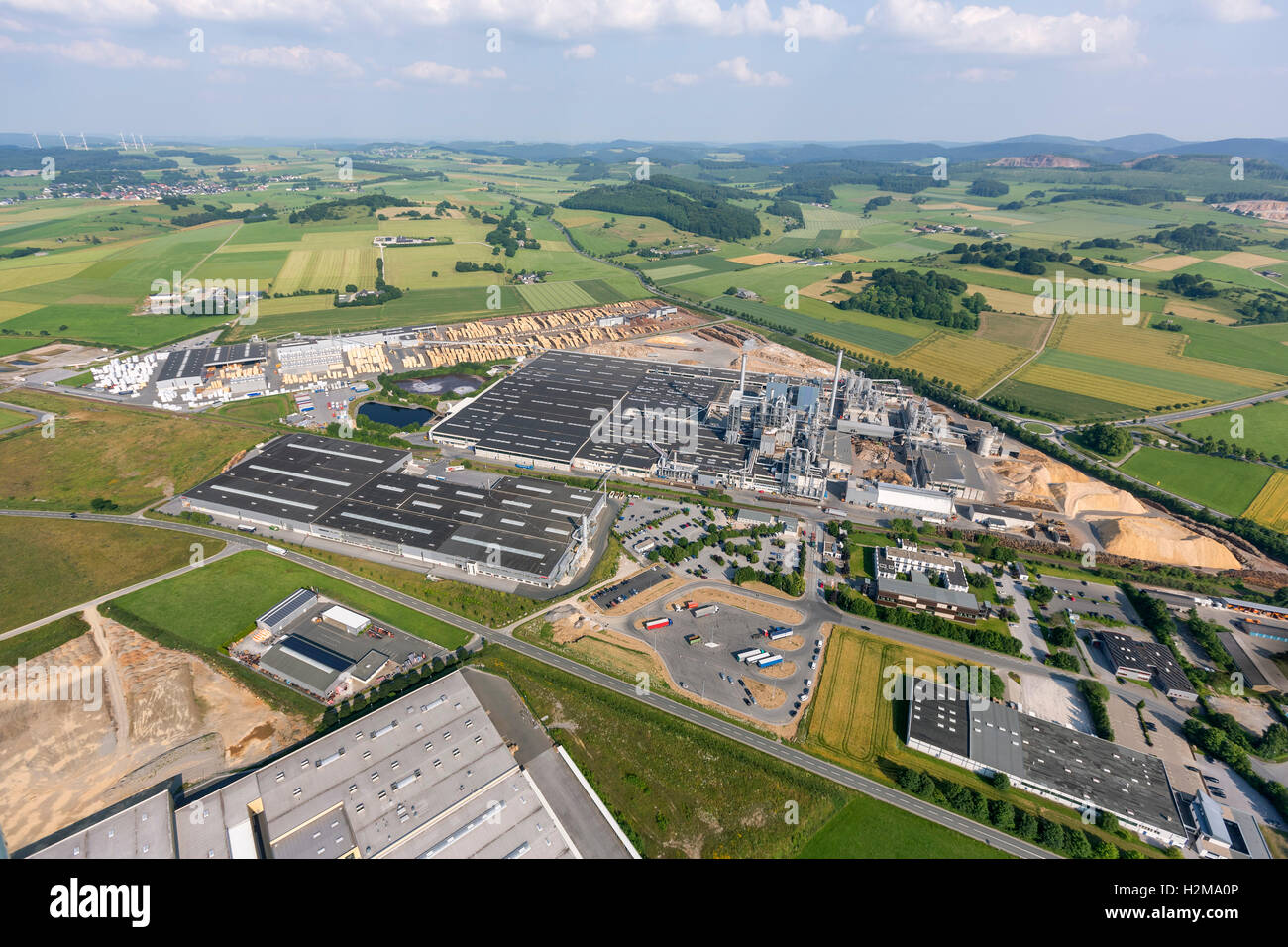 Aerial view, wood factory Egger, sawmill, Aerial view of Brilon