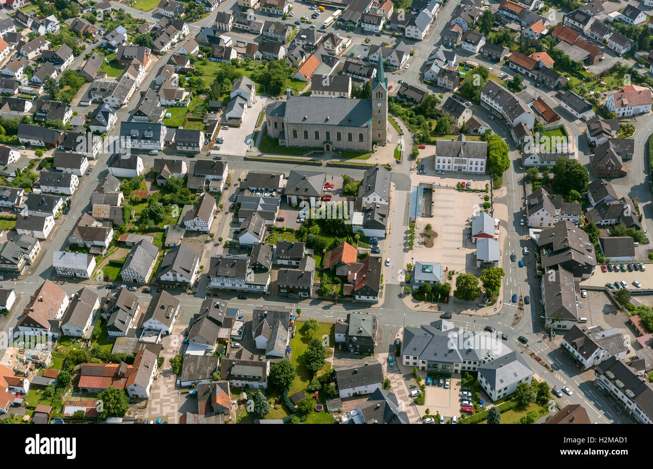 Aerial picture, aerial picture of  Medebach, high-level sow's country, North Rhine-Westphalia, Germany, Europe DE aerial picture Stock Photo