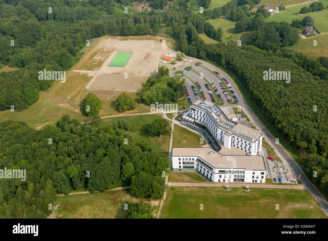 Aerial picture, metal IG educational centre, Obersprockhövel, aerial picture of Sprockhövel, Sprockhövel Ruhr area Stock Photo
