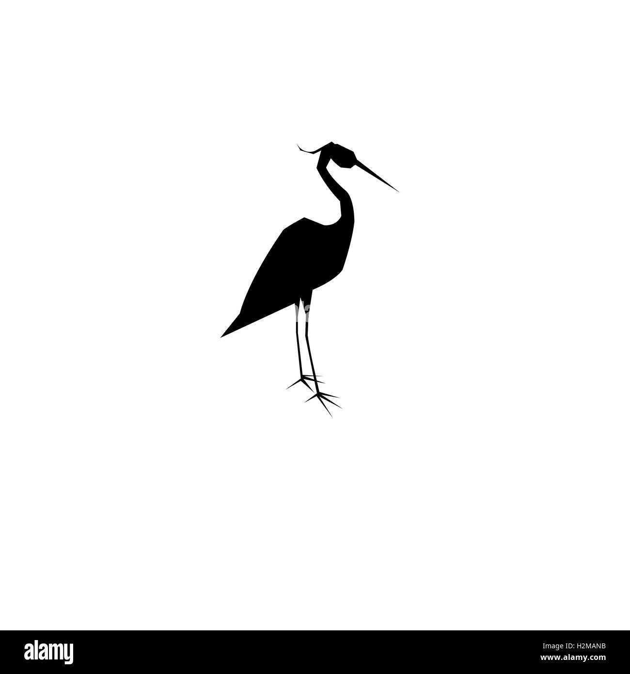 Graphic symbol heron isolated on white background for design Stock Vector