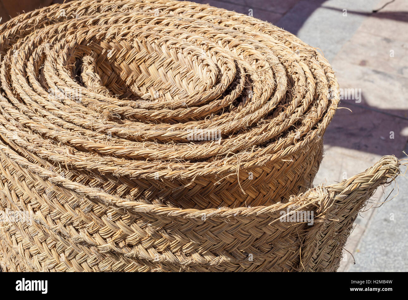 Folded carpet made of esparto fibers. Closeup Stock Photo Alamy