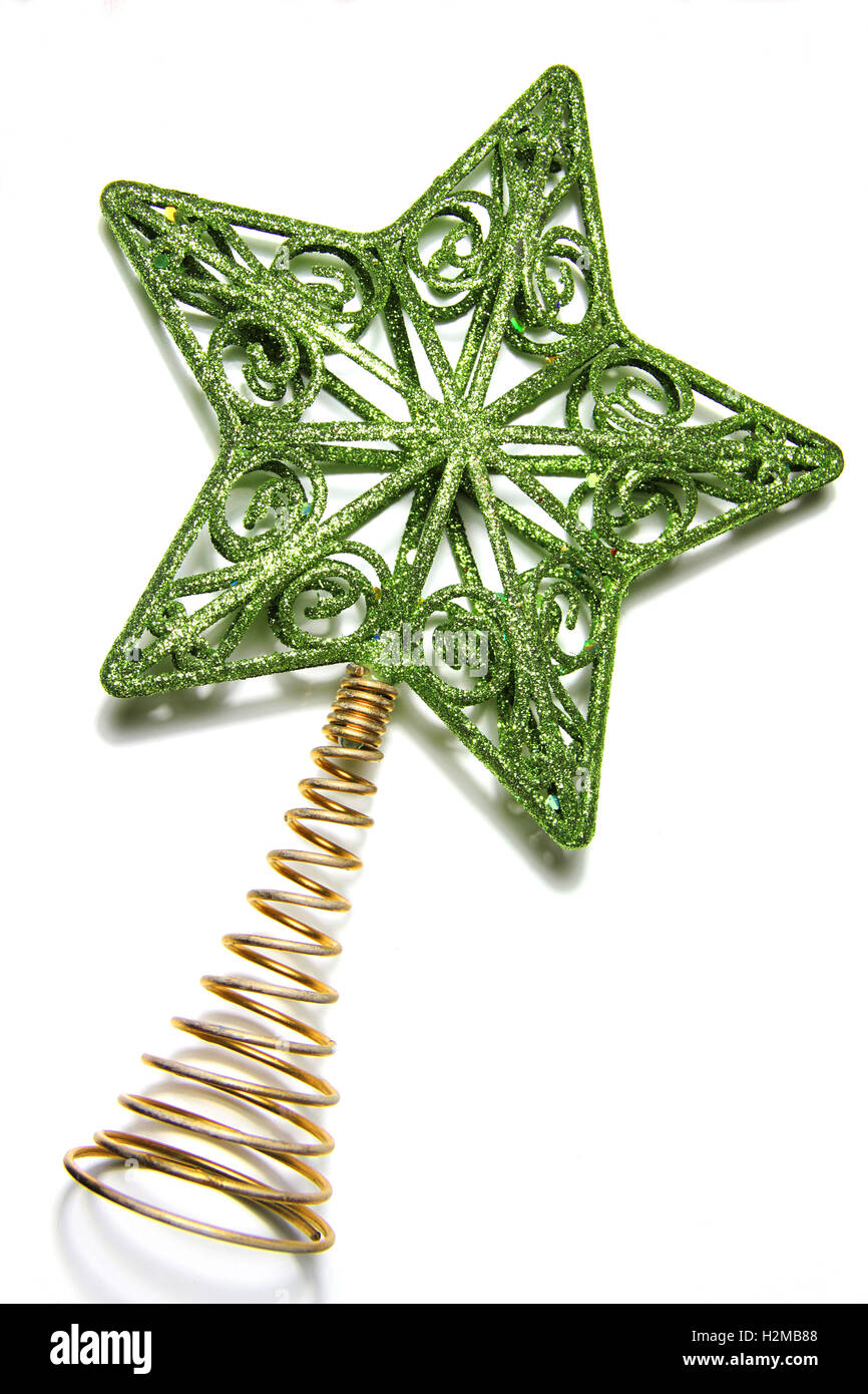 Christmas background with glass ornament in star shape Stock Photo