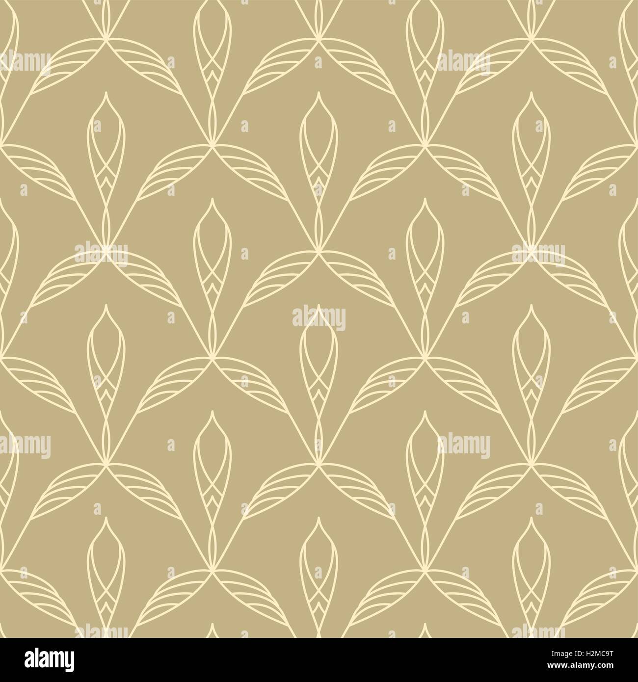 Repeating floral linear seamless pattern Stock Vector