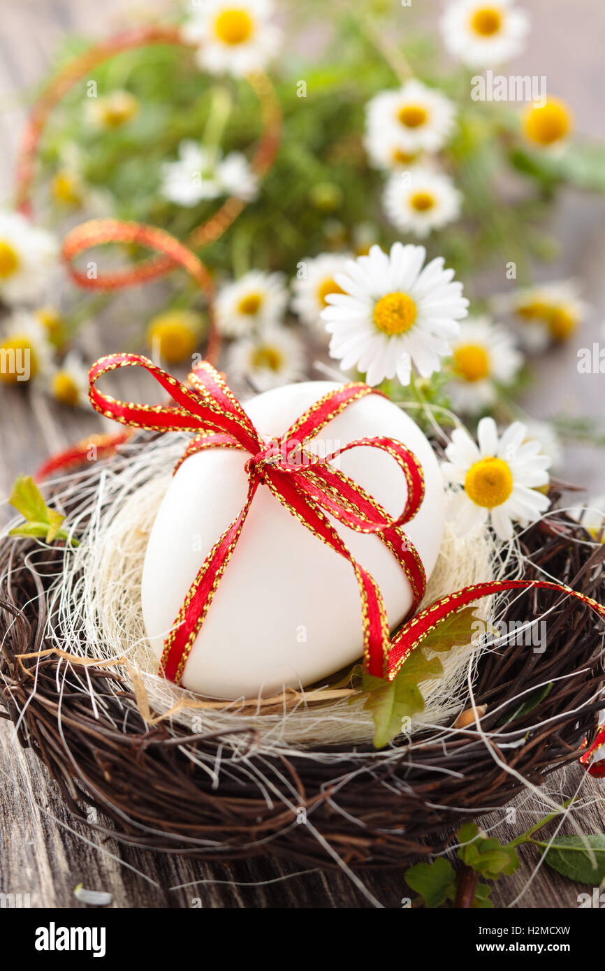 White egg in nest Stock Photo Alamy
