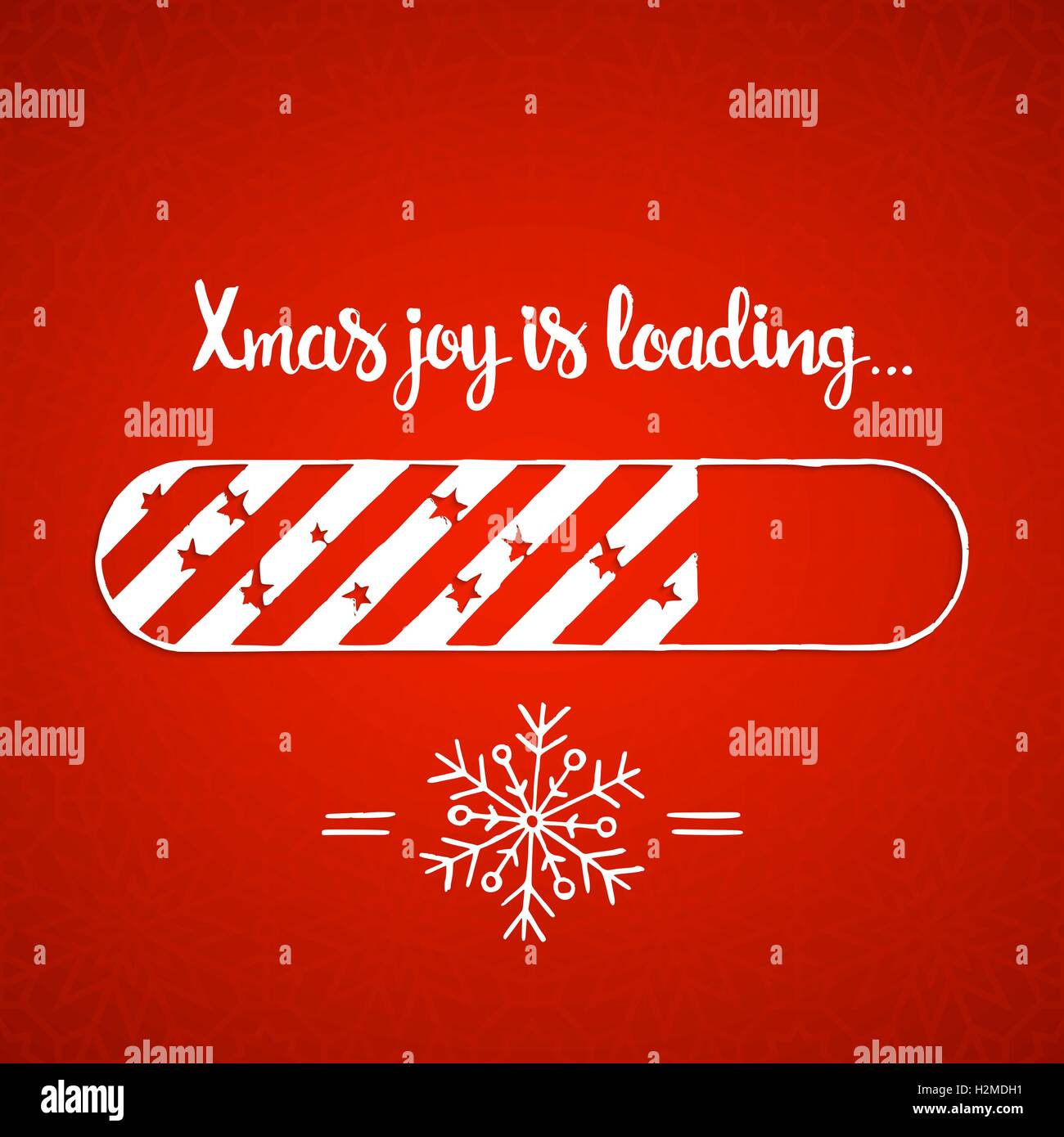 Xmas joy is loading lettering. Modern vector hand drawn calligraphy with christmas snowflake and loading bar Stock Vector