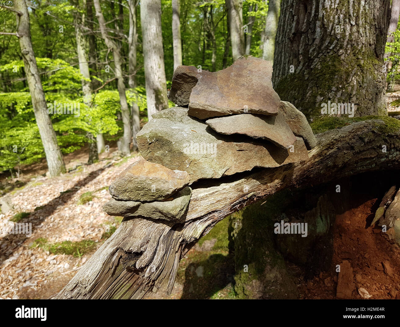 Steinpyramide, Steinkunst, Naturstein, Gestaltung Stock Photo