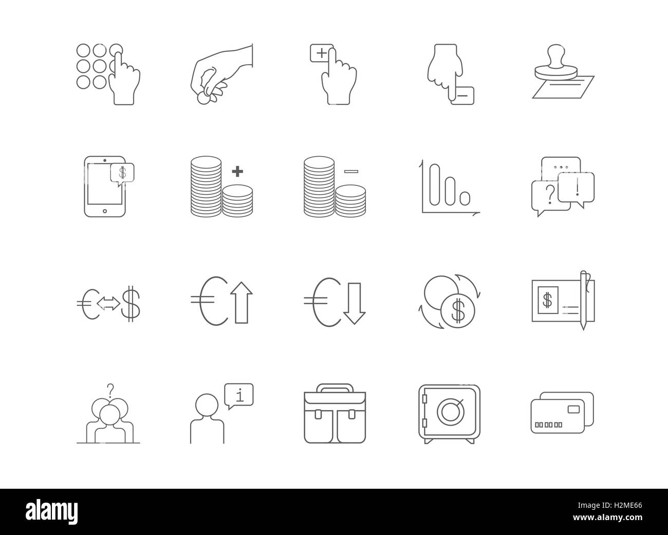Banking, finance thin line icons. Stock Vector