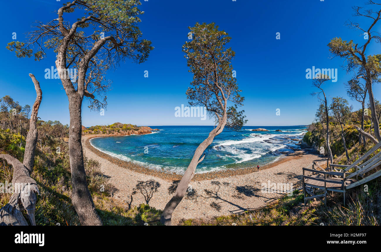 Pebble Beach at a secluded beach inside the Mimosa National Park, South East Coast. New South Wales, Australia Stock Photo