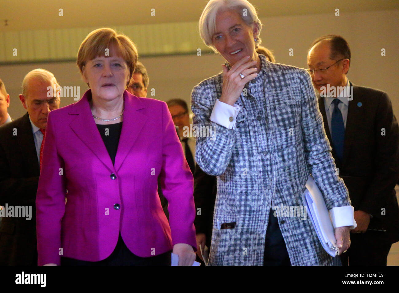 BKin Angela Merkel, Christine Lagarde - Treffen der Bundeskanzlerin mit den Vorsitzenden internationaler Wirtschafts- und Finanz Stock Photo