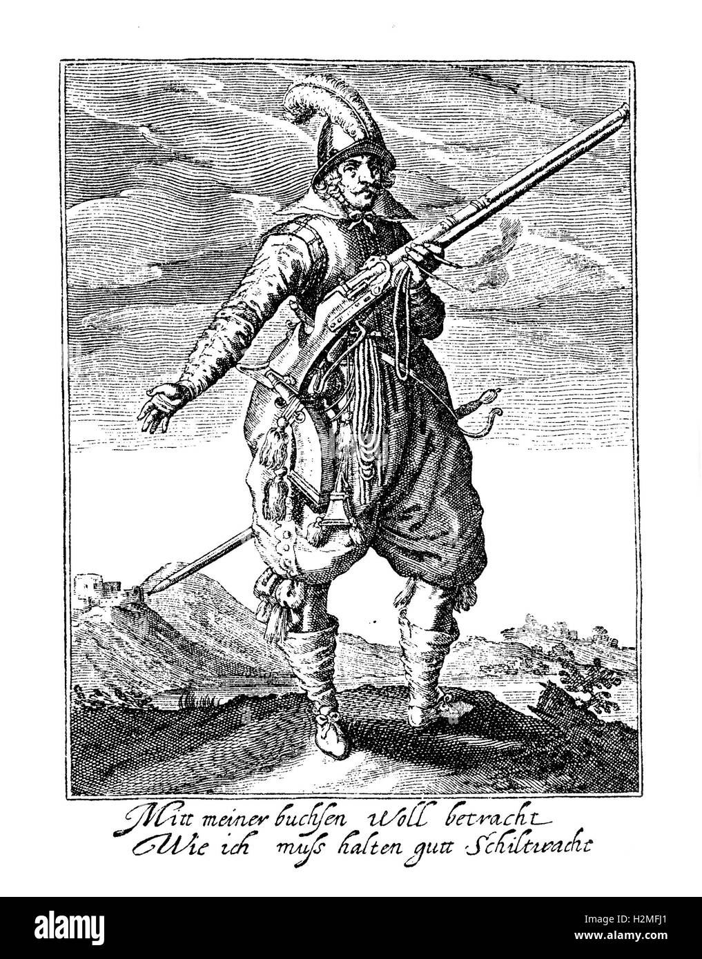 Thirty years war soldier, middle XVII century Stock Photo