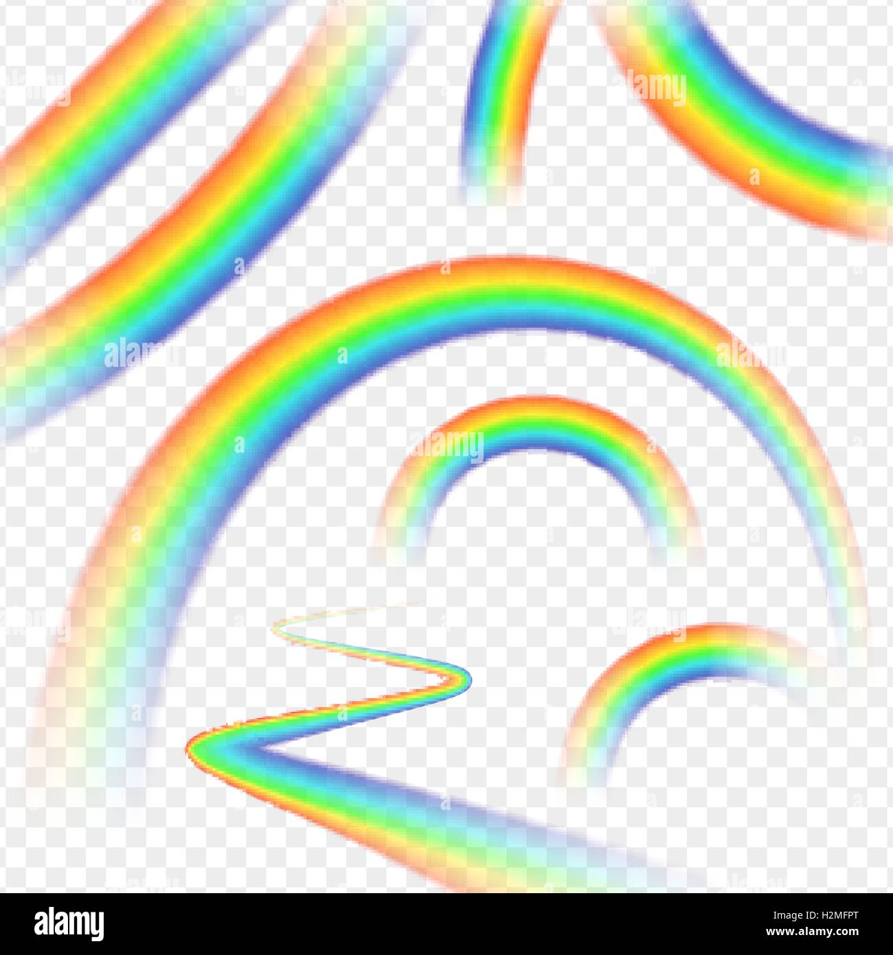 Rainbows realistic set on transparent background isolated Stock Vector ...