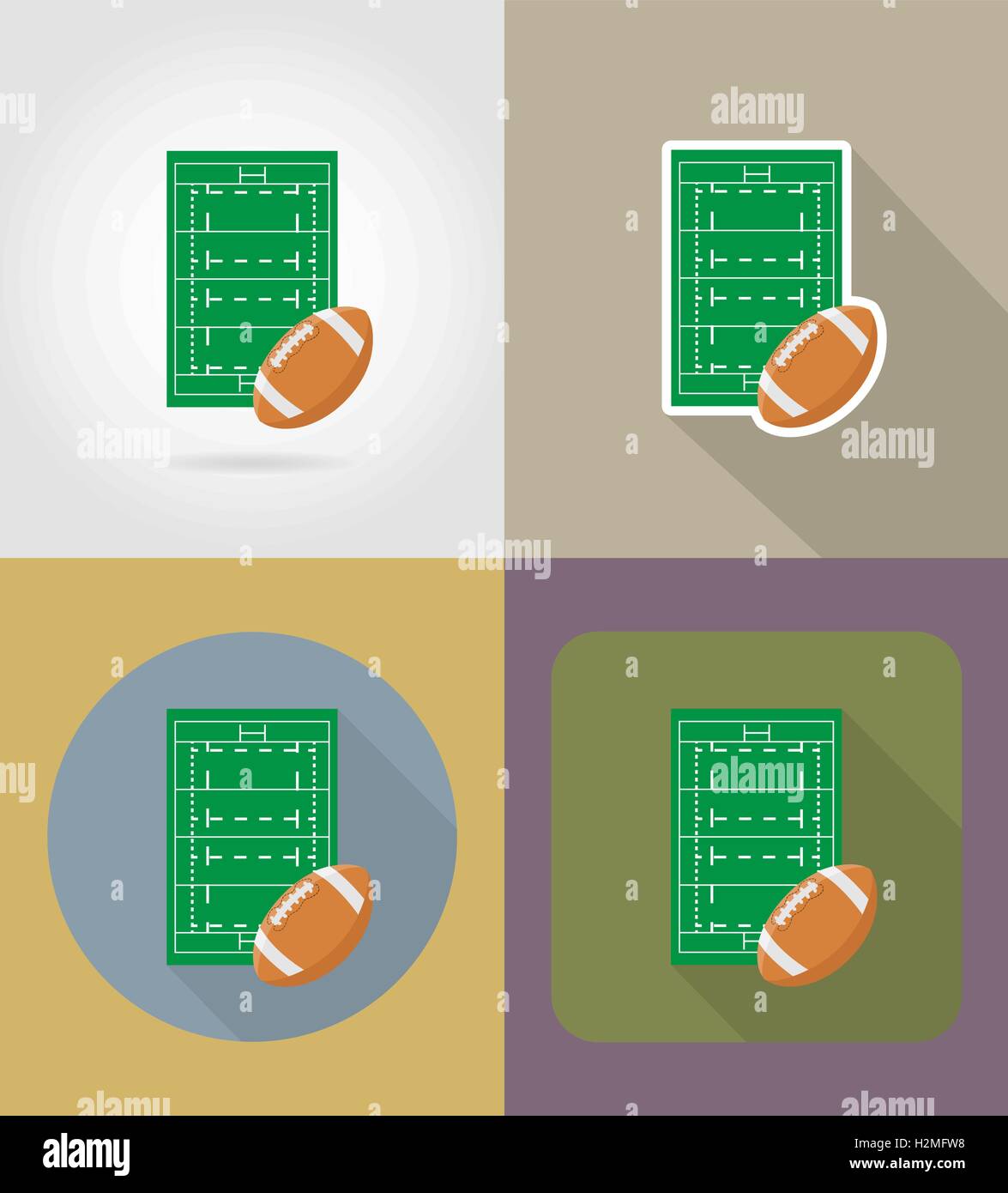 field for rugby flat icons vector illustration isolated on background ...