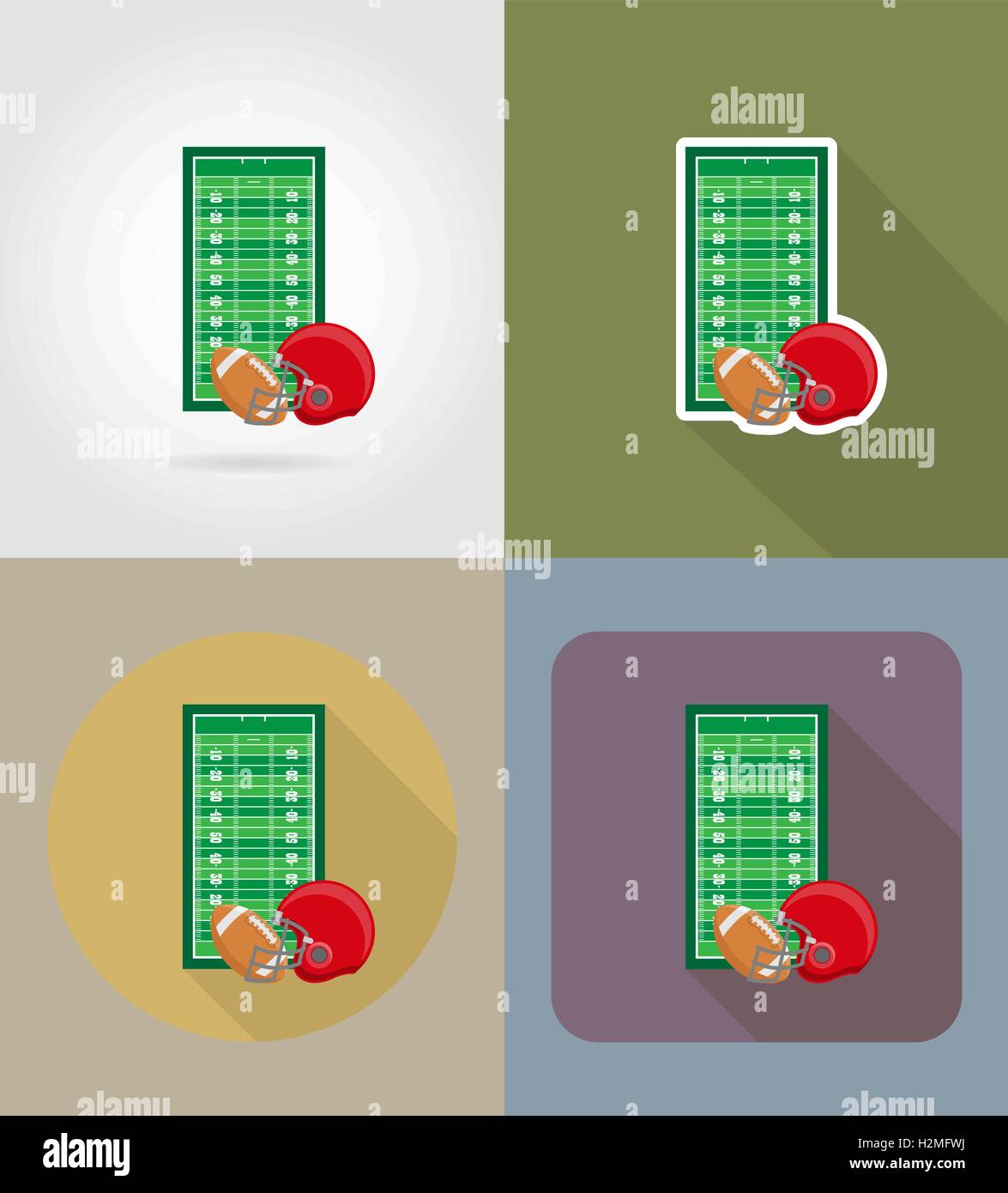 field for american football flat icons vector illustration isolated on ...