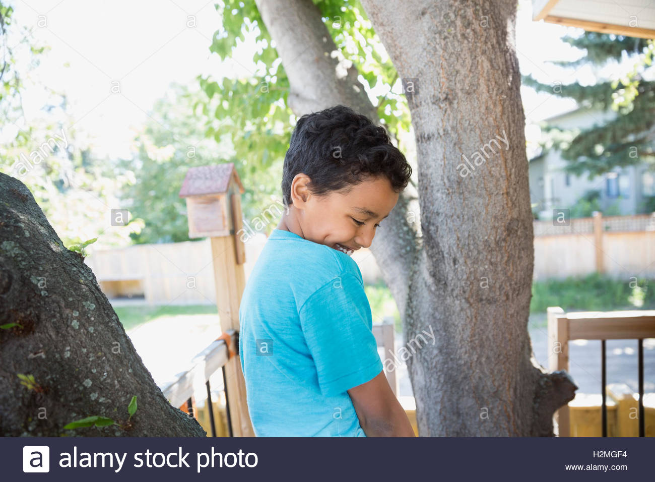 Boy with tree hi-res stock photography and images - Alamy