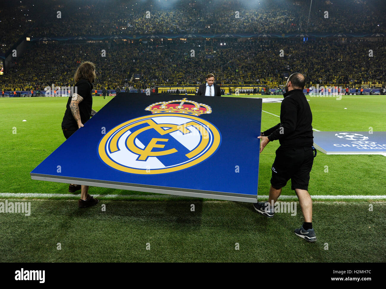 Real Madrid Logo on Soccer Field