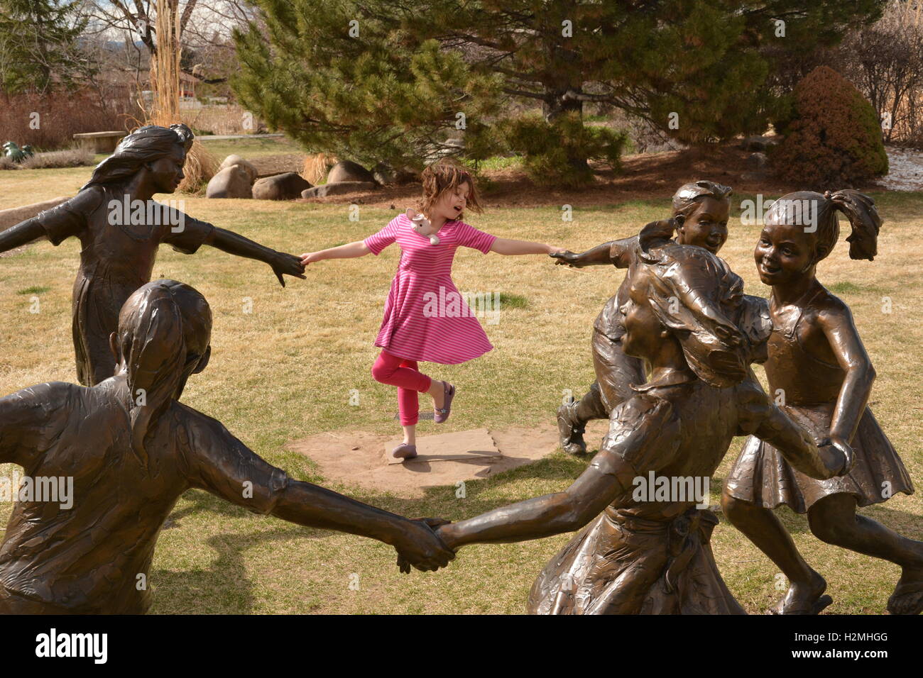 Sculptures at Benson Sculpture Garden in Loveland, Colorado Stock Photo
