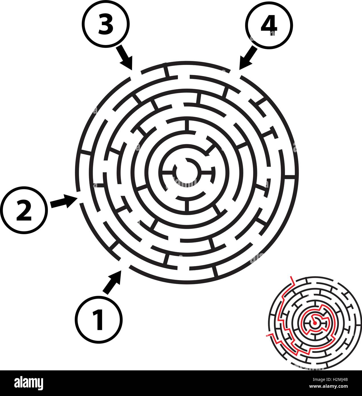 Vector round maze / labyrinth. Isolated on white Stock Vector