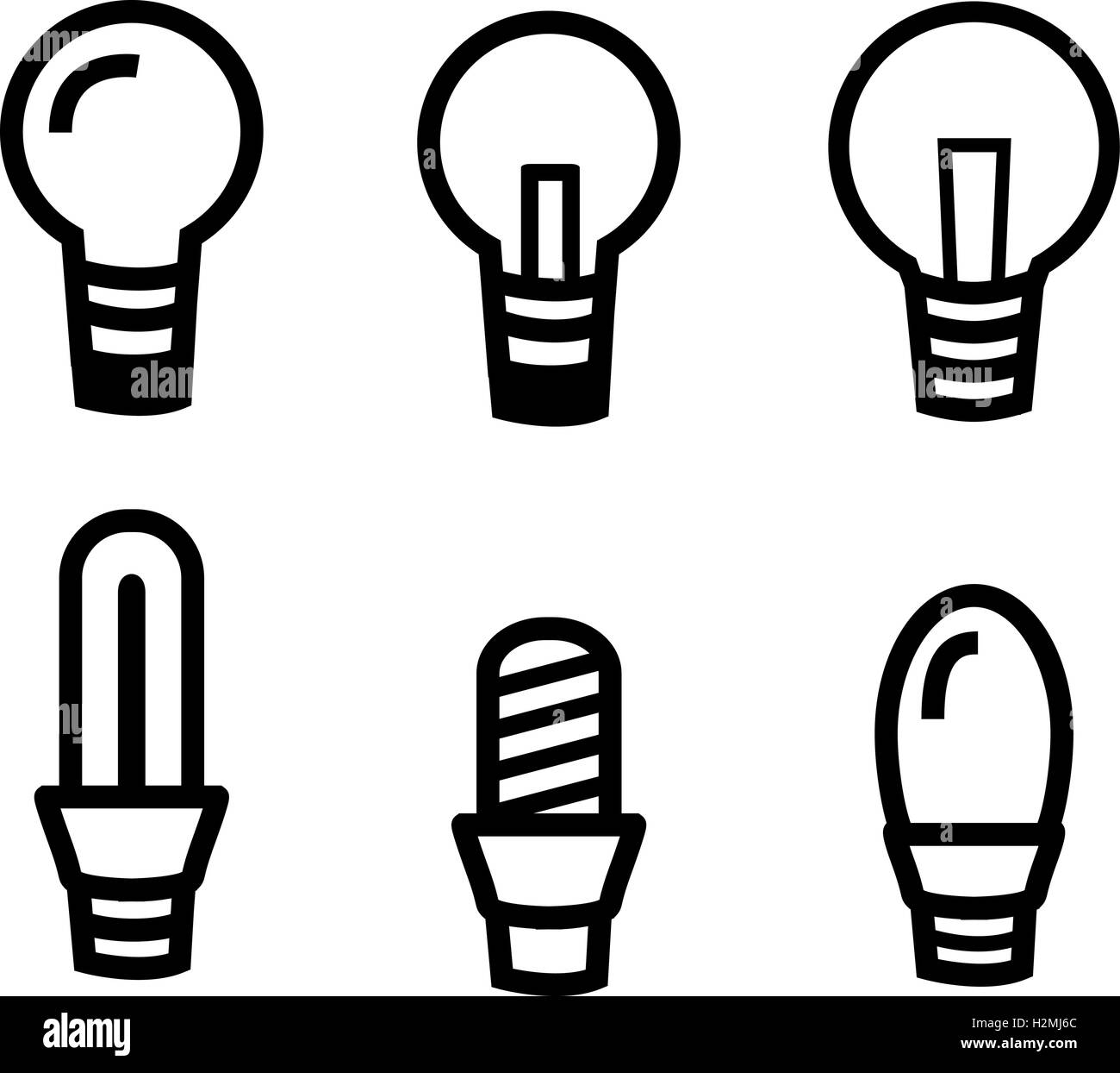 Set of Light bulb icon on white background, vector Stock Vector Image ...