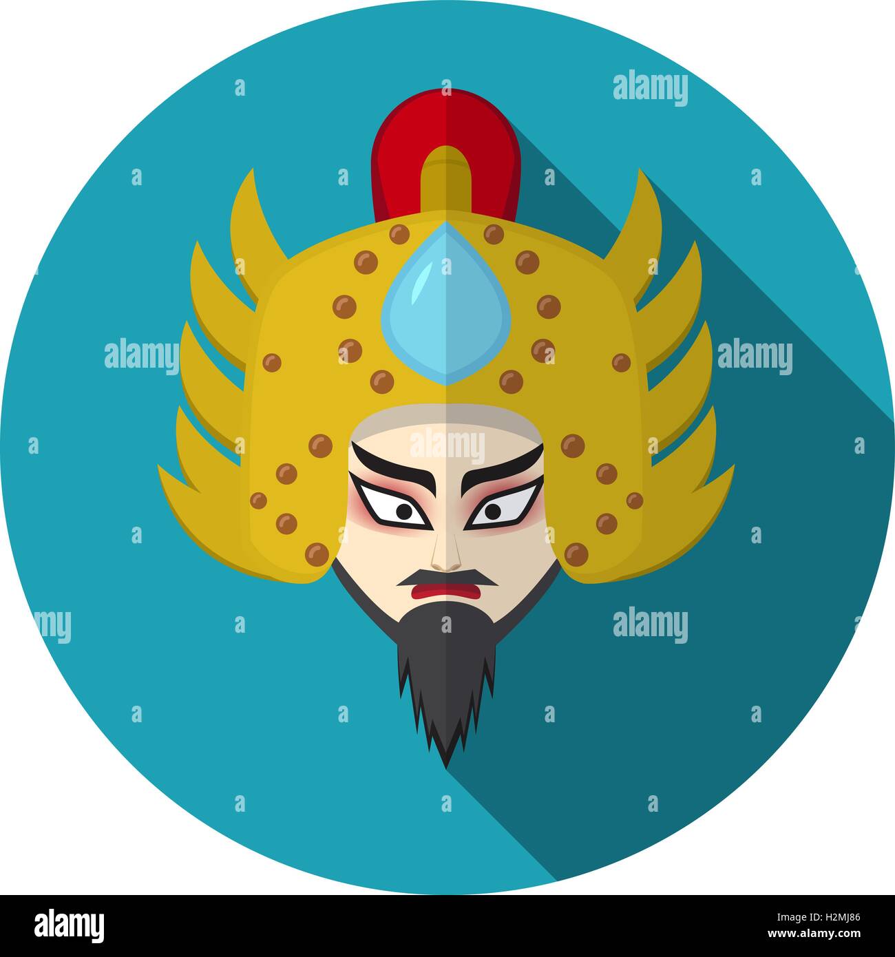 Chinese opera icon, warrior and knight symbol, vector Stock Vector