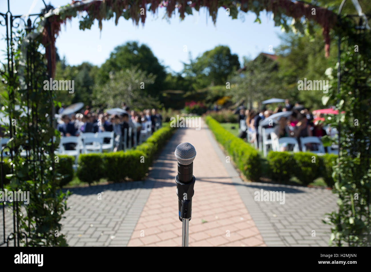 outdoor microphone wedding ceremony Stock Photo