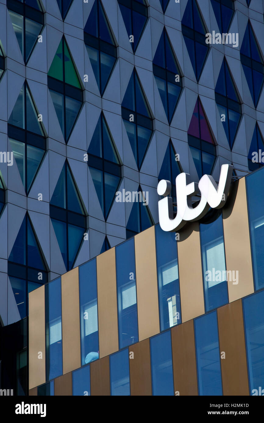Orange Tower, home for ITV (and University of Salford), Media City, Salford Quays, Salford, Greater Manchester, UK Stock Photo