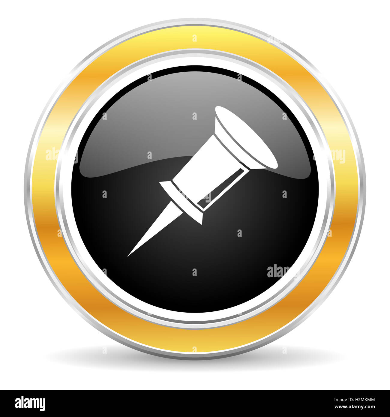 Pin icon golden circle hi-res stock photography and images - Alamy