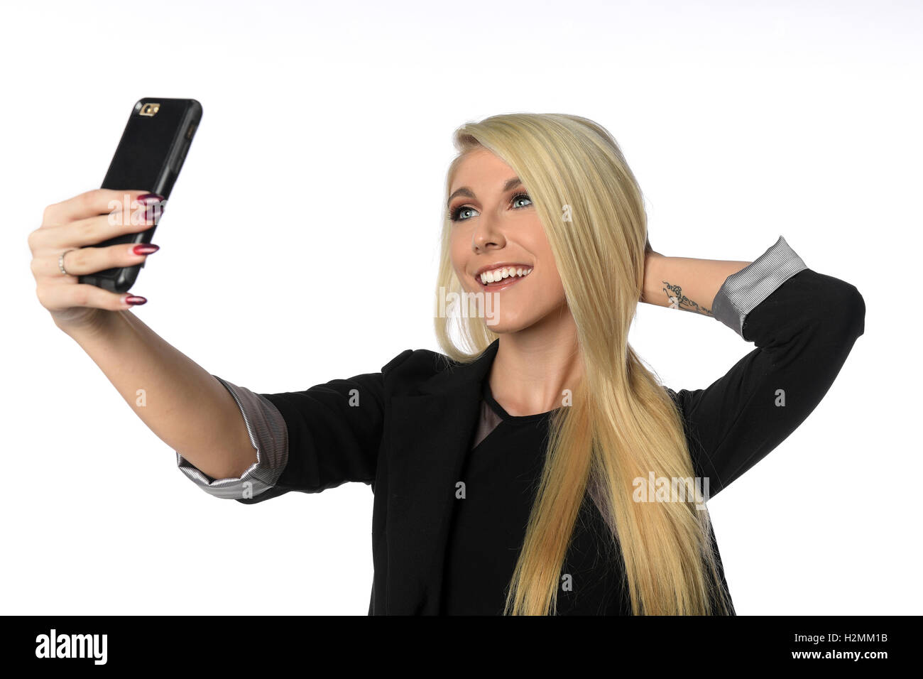 Woman taking selfie beautiful hi-res stock photography and images - Alamy