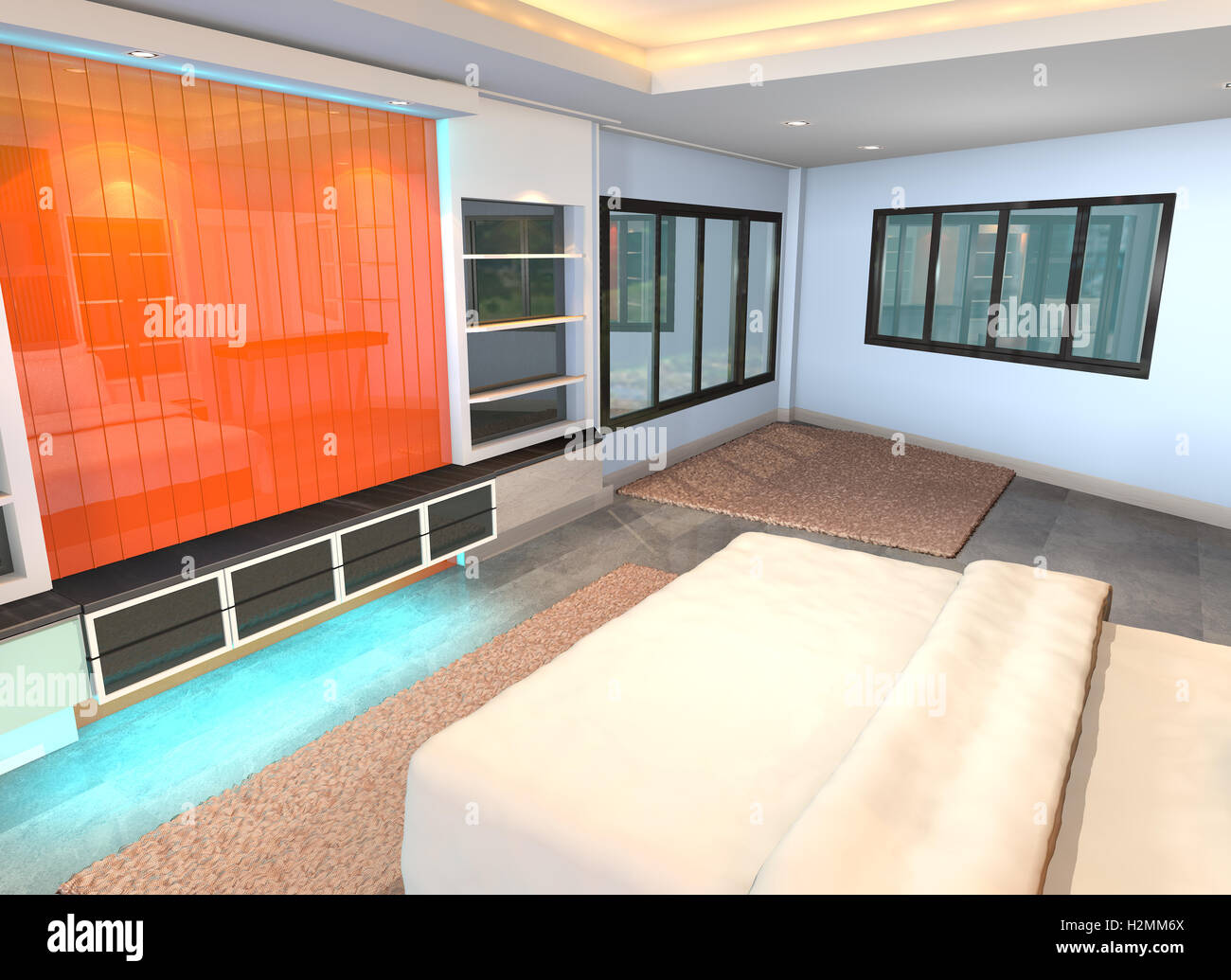 Modern hotel room orange hi-res stock photography and images - Alamy