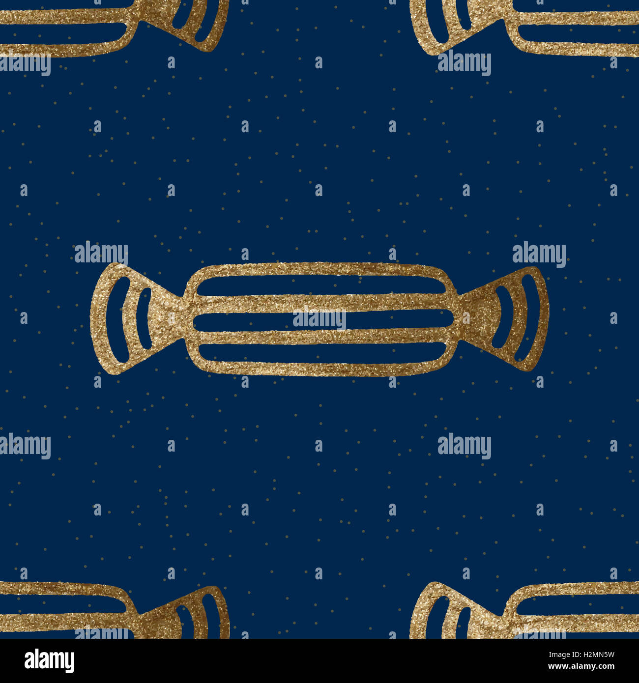 Abstract candies seamless pattern. Hand drawn gold vector background. Stock Photo