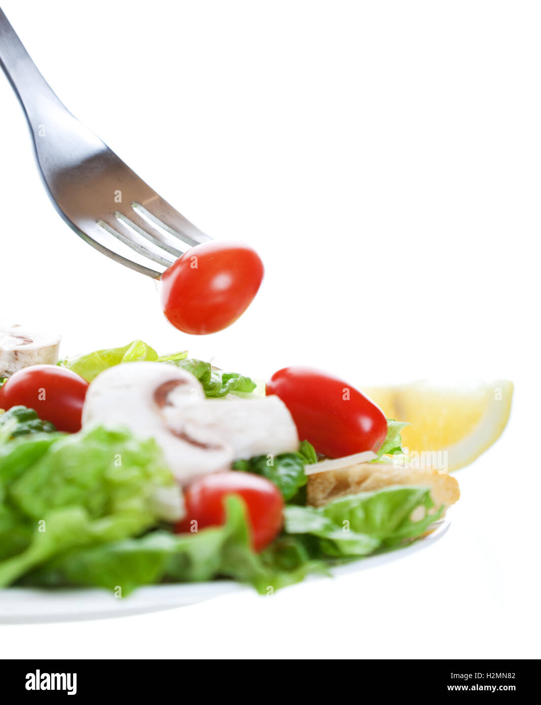 Salad With Fork Stock Photo Alamy
