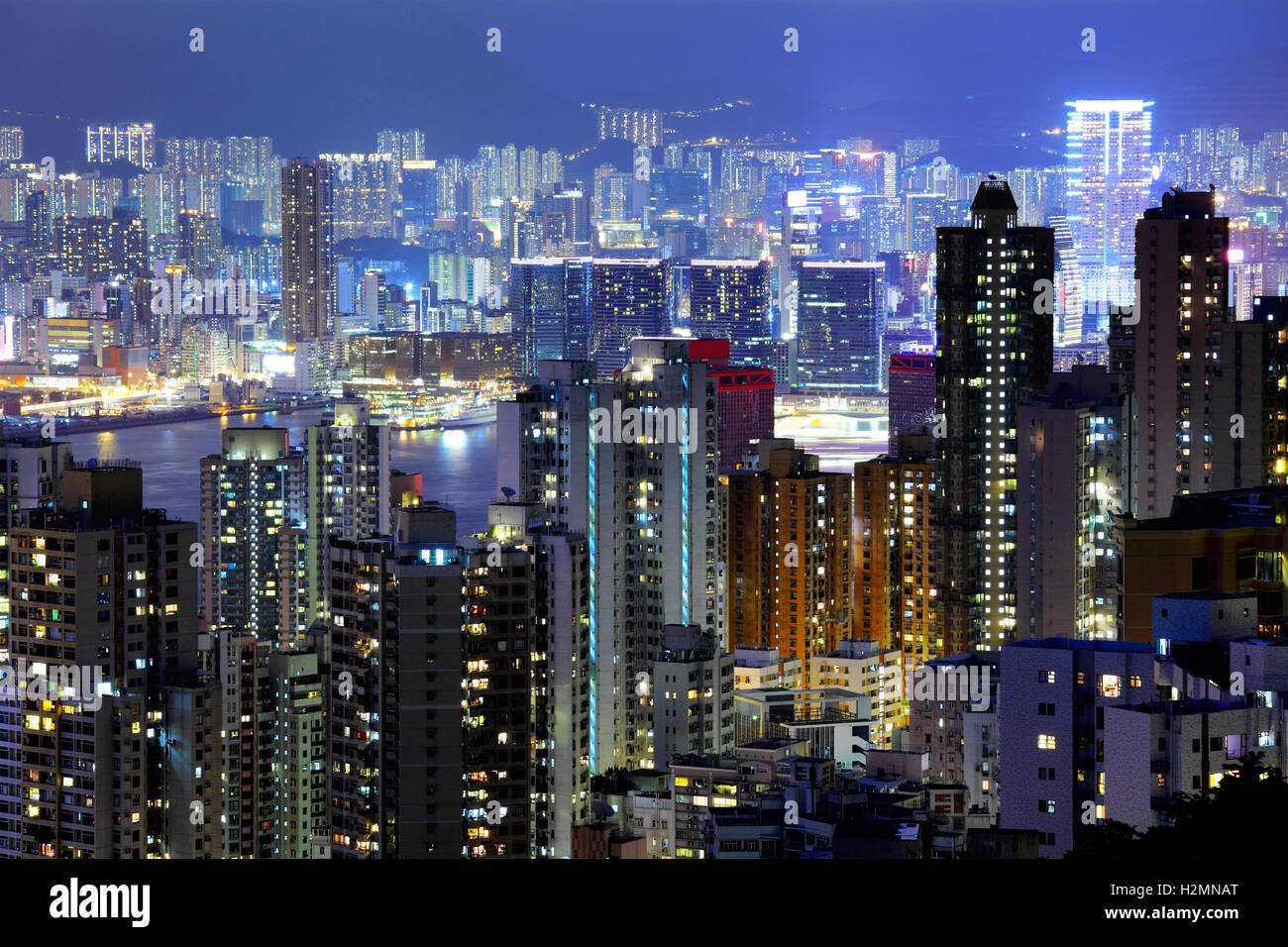 Hong Kong downtown at night Stock Photo - Alamy