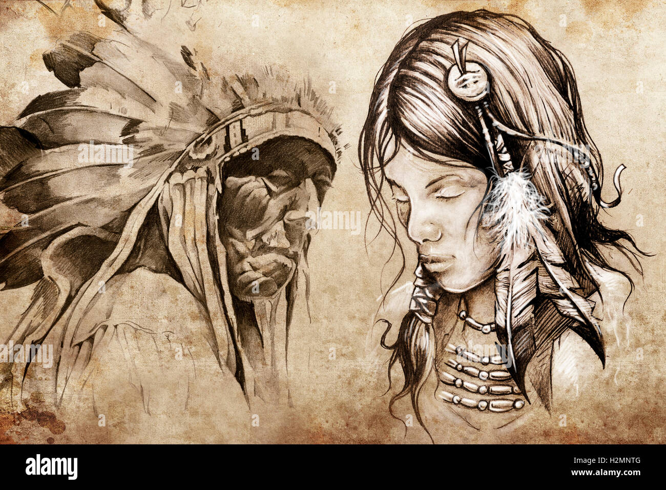 native american indian woman drawing