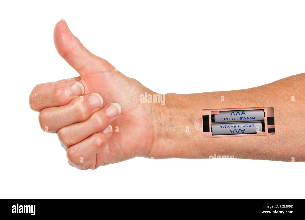 Robot Insert the battery in an arm Stock Photo Alamy