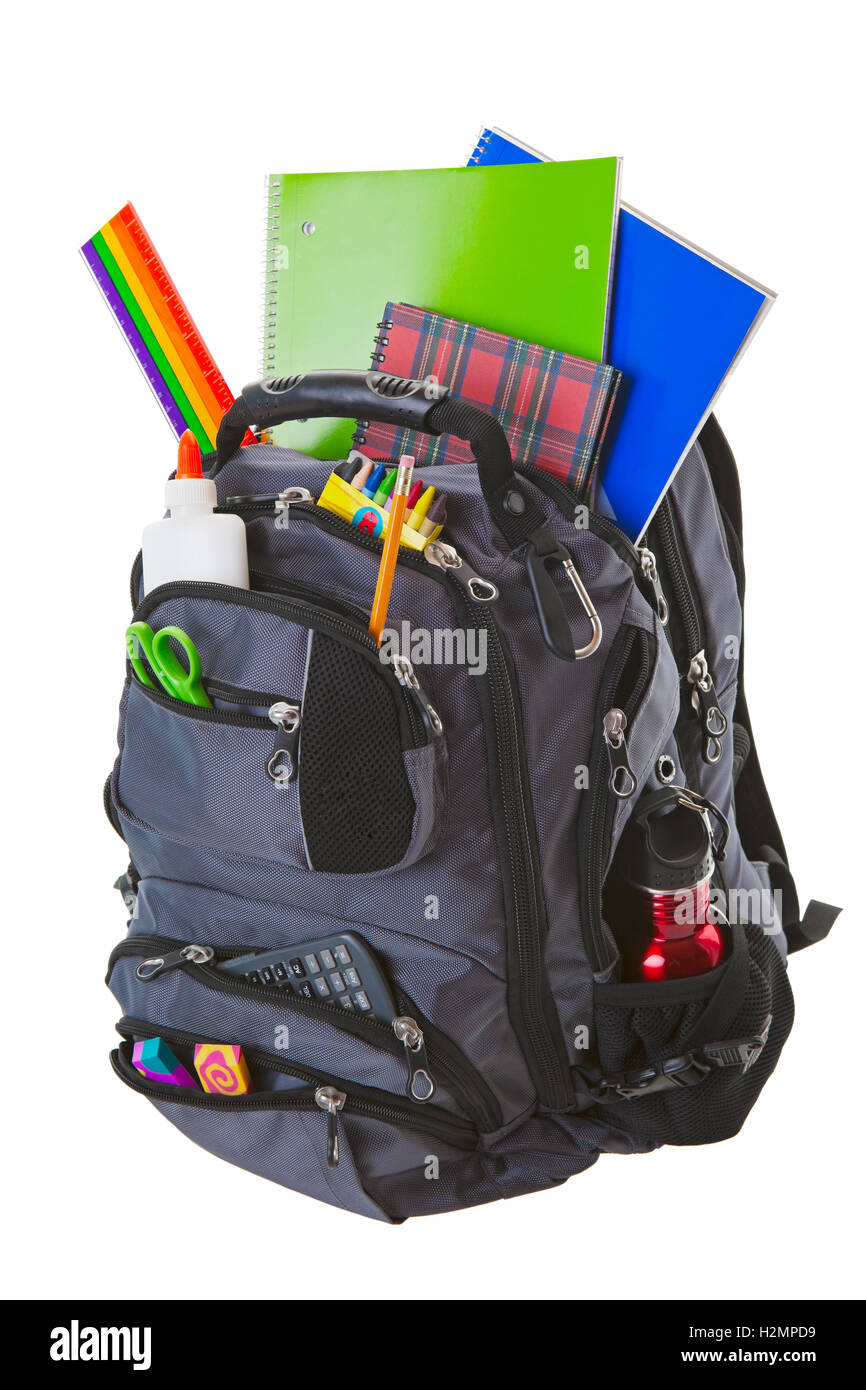 Backpack With School Supplies Stock Photo