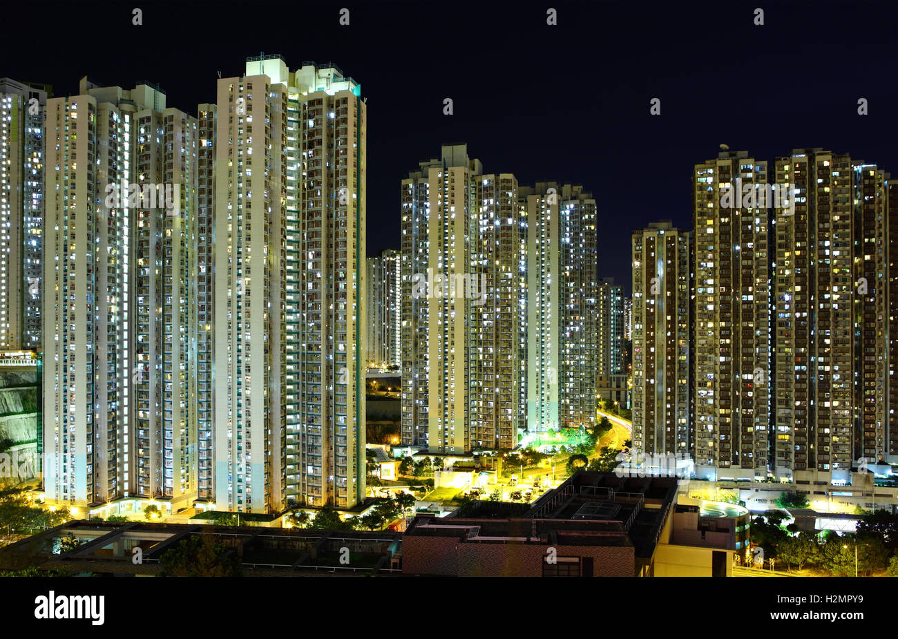 Hong Kong downtown at night Stock Photo - Alamy