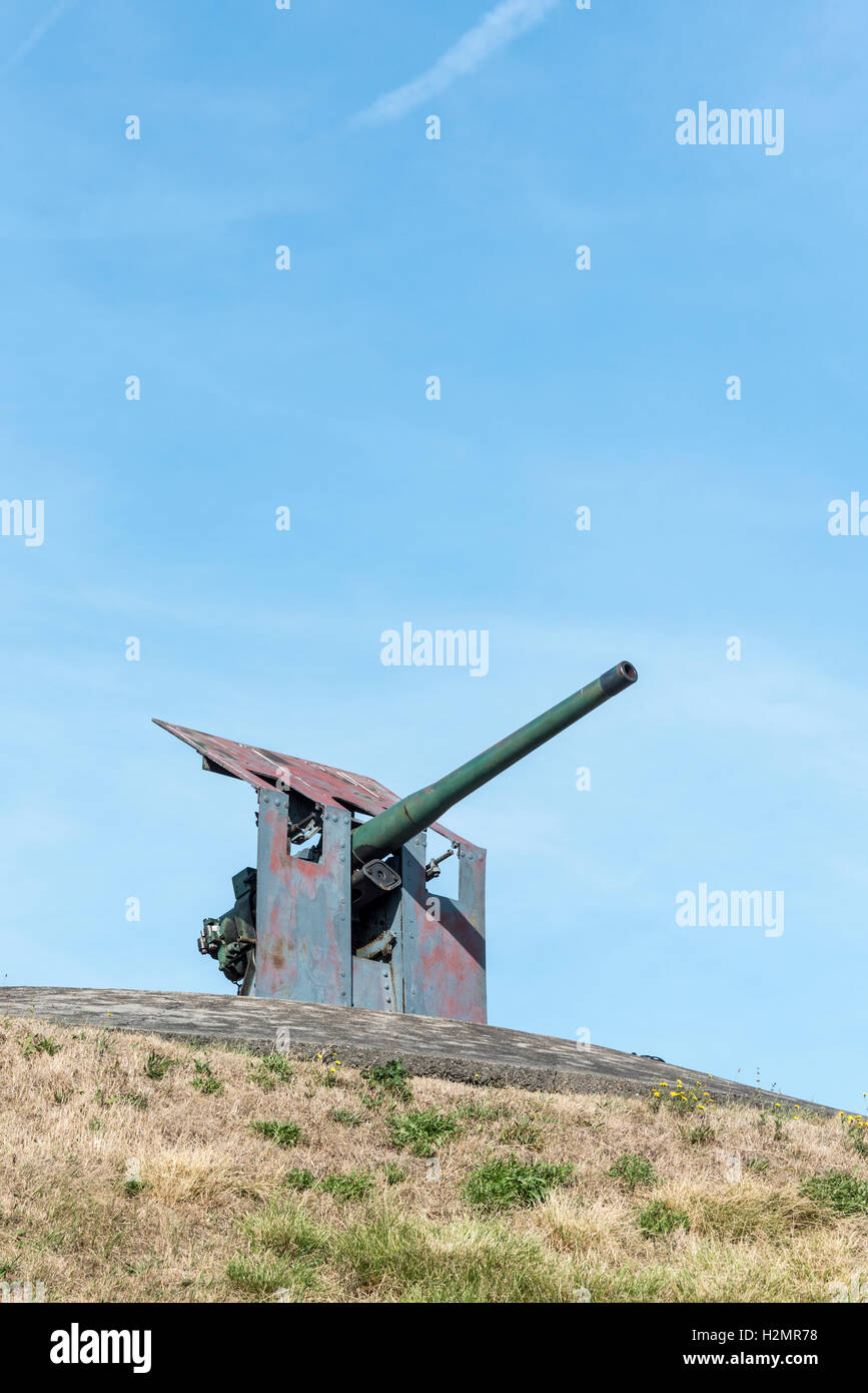 A turn of the century quick firing Mark V 12 pounder naval gun Stock Photo