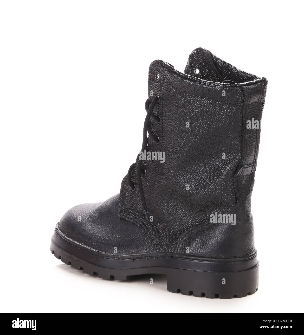 Black leather boot Stock Photo - Alamy