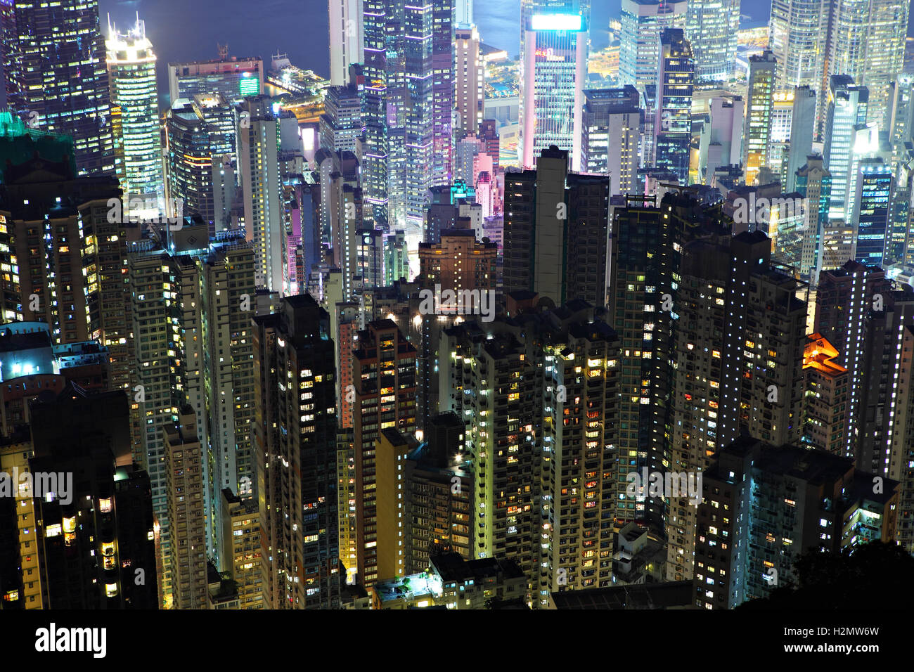 Hong Kong downtown at night Stock Photo - Alamy