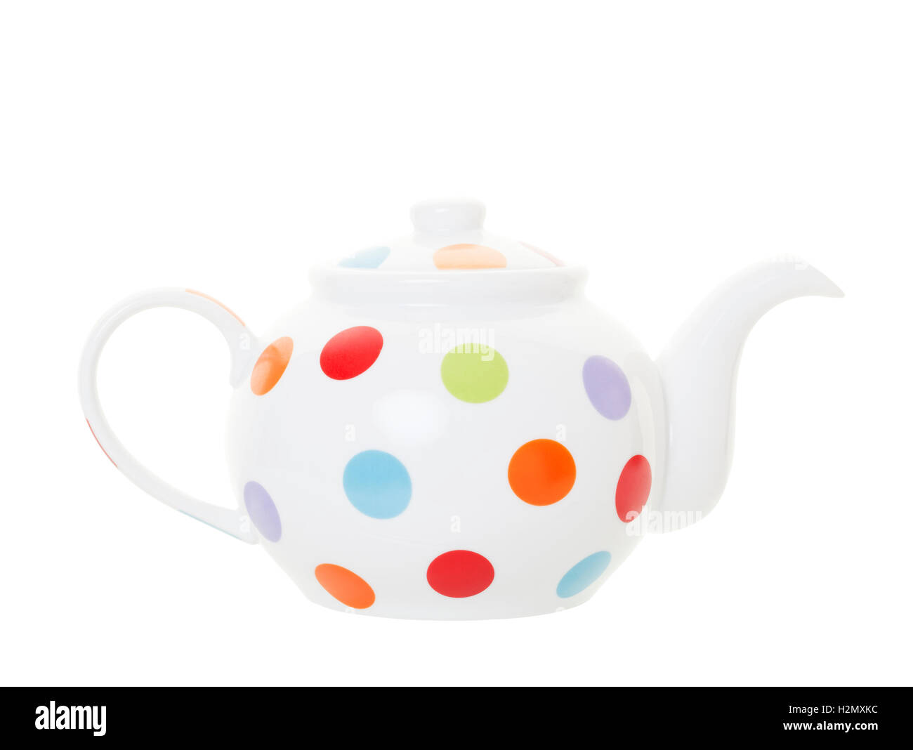 Polka Dot Teapot with Clipping Path Stock Photo