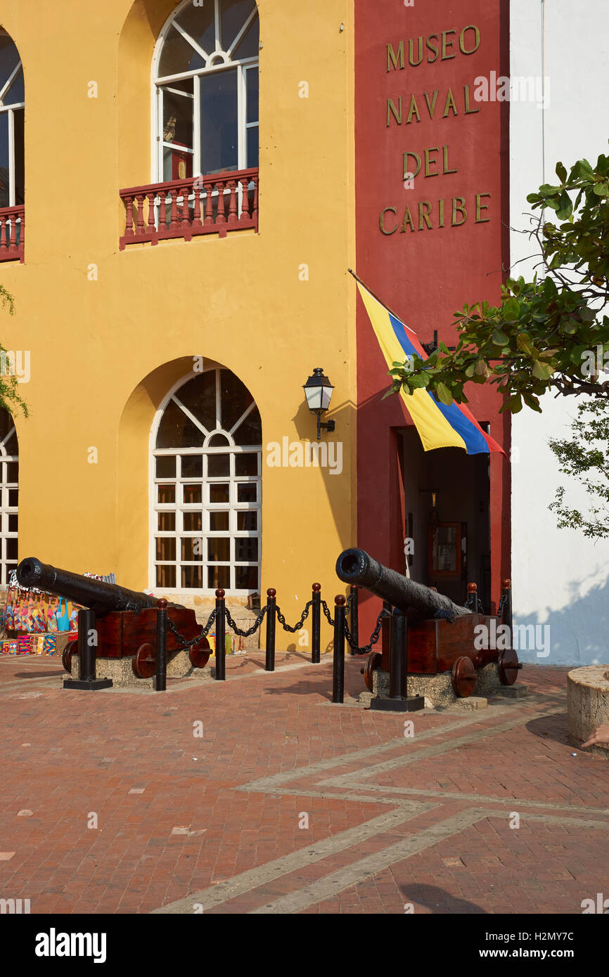 Entrance to the Naval Museum in the historic city of Cartagena de Indias, Colombia Stock Photo
