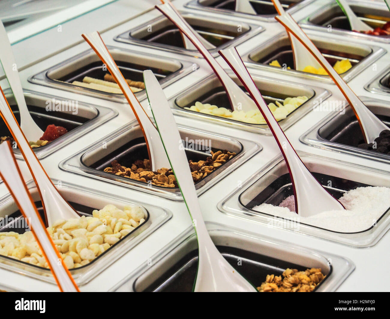 Display with ingredients for ice cream stock photo alamy