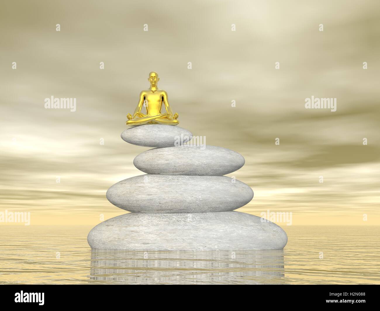 Meditation in balance - 3D render Stock Photo