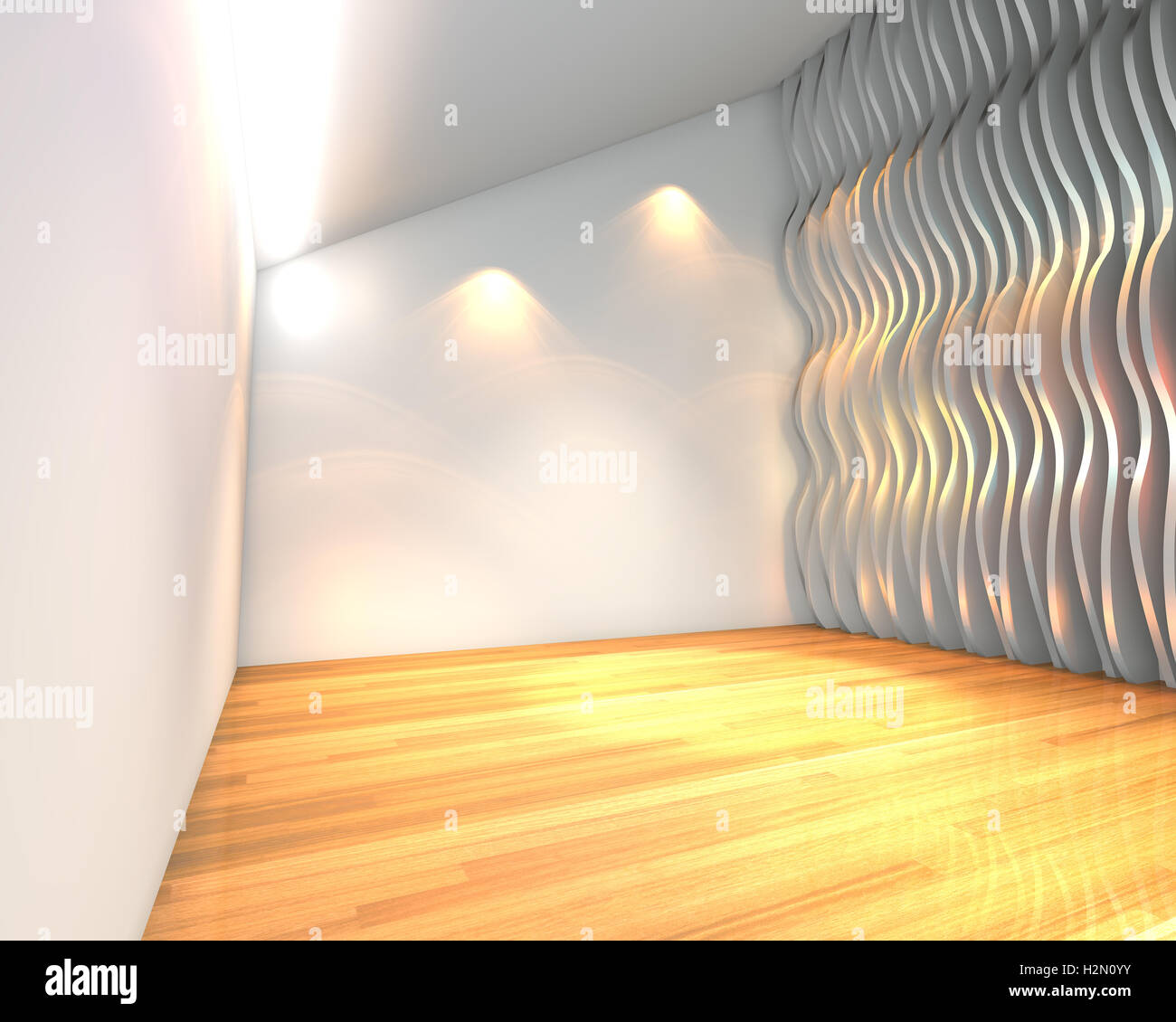 Abstract white empty room with wave wall Stock Photo - Alamy