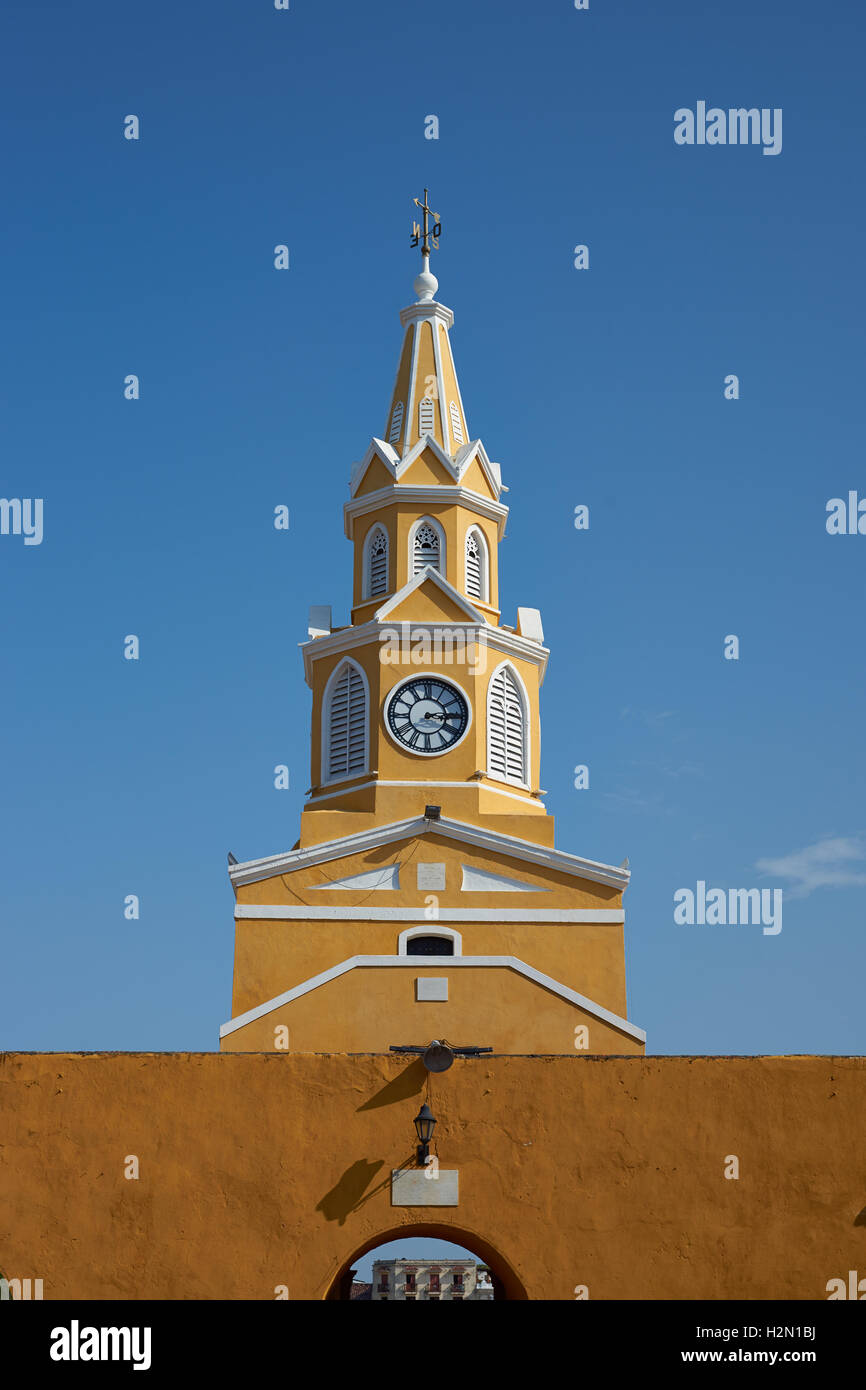 Clock Tower (Torre del Reloj) in Cartagena de Indias Stock Photo