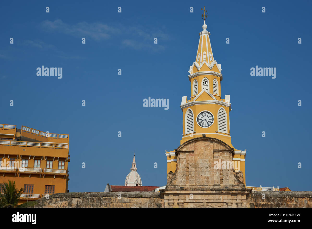 Clock Tower (Torre del Reloj) in Cartagena de Indias Stock Photo