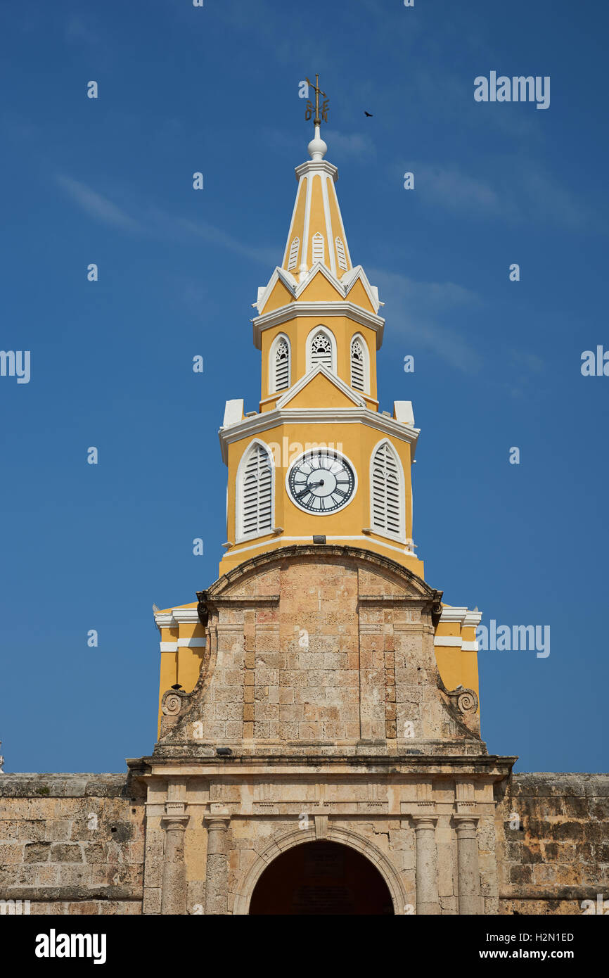 Clock Tower (Torre del Reloj) in Cartagena de Indias Stock Photo